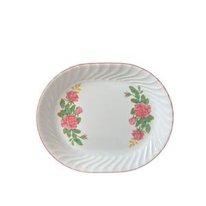 Corning Corelle ELEGANT ROSE Swirl Oval Serving Platter 12 1/4‎ x 10 Cottagecore